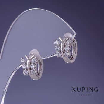 Earrings Xuping Butterflies rhodium 11x9mm