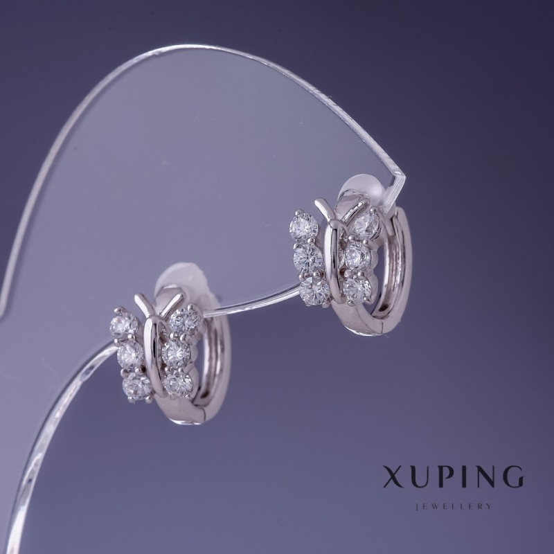Earrings Xuping Butterflies rhodium 11x9mm