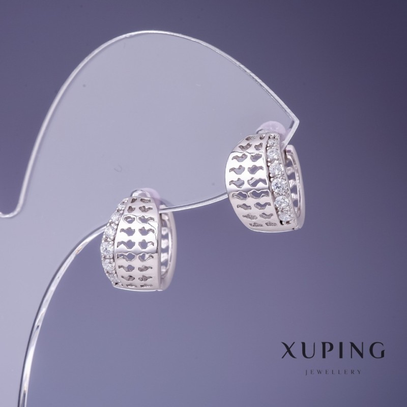 Earrings Xuping Rhodium with White Crystals