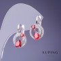Earrings Xuping 13x21mm Rhodium with red stone