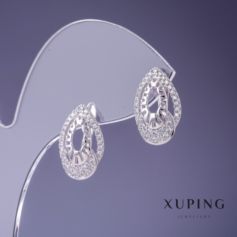 Earrings Xuping 10x17mm Rhodium