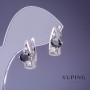 Earrings Xuping 17x8mm Rhodium with black stone