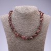 Natural Rhodonite Chip Stone Necklace, 8mm Diameter, 45cm (+/-) Length with Extension Chain