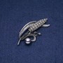 Sale! Brooch pendant Spike with black Pearls 'Majorca' 68x30mm