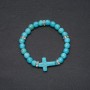 Turquoise bracelet, 8mm+- beads with Cross 24x18mm+-, circumference 18 cm on elastic