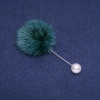 Brooch with green mink fur, pin, diameter 50mm, length 90mm
