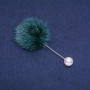 Brooch with green mink fur, pin, diameter 50mm, length 90mm