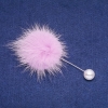 Lapel pin made of purple mink fur, stud, diameter 50mm, pin length 90mm