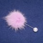 Lapel pin made of purple mink fur, stud, diameter 50mm, pin length 90mm