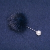 Brooch with blue mink fur, pin, diameter 50mm, length 90mm