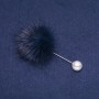 Brooch with blue mink fur, pin, diameter 50mm, length 90mm