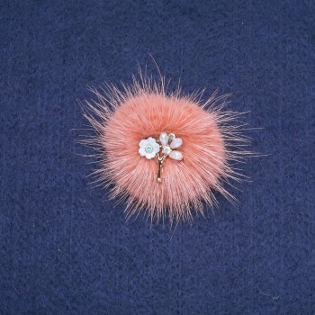 Norsky fur brooch "Powder" with flower, 50mm diameter
