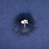 Nor fur blue brooch with flower, diameter 50mm