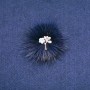 Nor fur blue brooch with flower, diameter 50mm