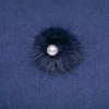 Norek mink fur brooch with beads, purple, diameter 50mm
