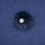 Norek mink fur brooch with beads, purple, diameter 50mm