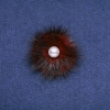Norfolk fur brooch in burgundy with pearl bead, diameter 50mm