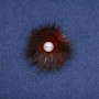 Norfolk fur brooch in burgundy with pearl bead, diameter 50mm