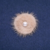 Brooch with mink fur beige with bead