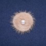 Brooch with mink fur beige with bead
