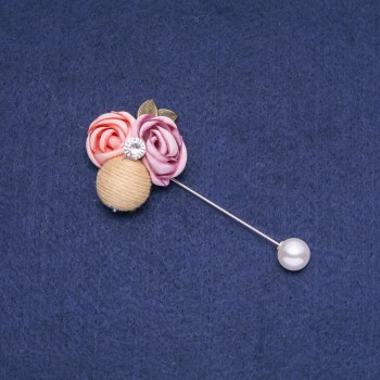 Sale! Fabric Flower Pin Brooch "Boutonniere" 92×35mm