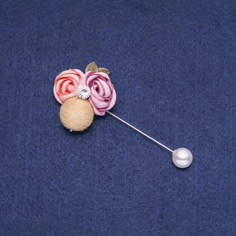 Sale! Fabric Flower Pin Brooch "Boutonniere" 92×35mm