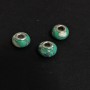 Pandora Bead "Marble" White-Green, diameter 14x9mm, hole 5mm, pack of 4