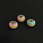 Pandora bead mint pink stripe 14x8mm, hole diameter 5mm, packaging 10 pcs