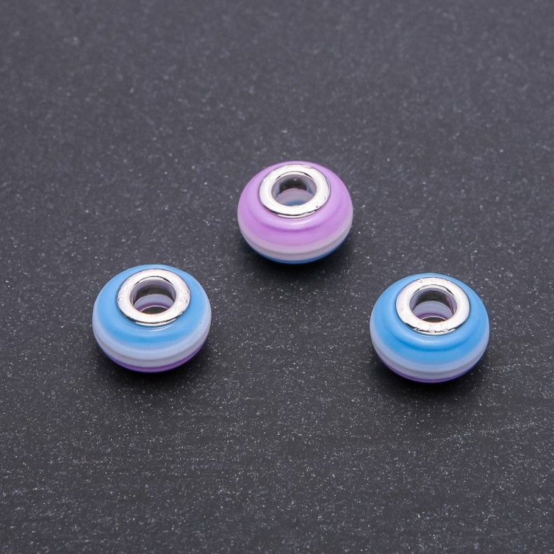 Pandora bead ribbon purple-blue, diameter 14x8mm, inner hole 5mm pack of 10