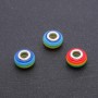 Pandora Bead orange-yellow-blue stripe, diameter 14x8mm, hole diameter 5mm, pack of 10