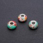 Pandora Bead "Marble" red and green, diameter 14x9mm, hole diameter 5mm, pack 4pcs