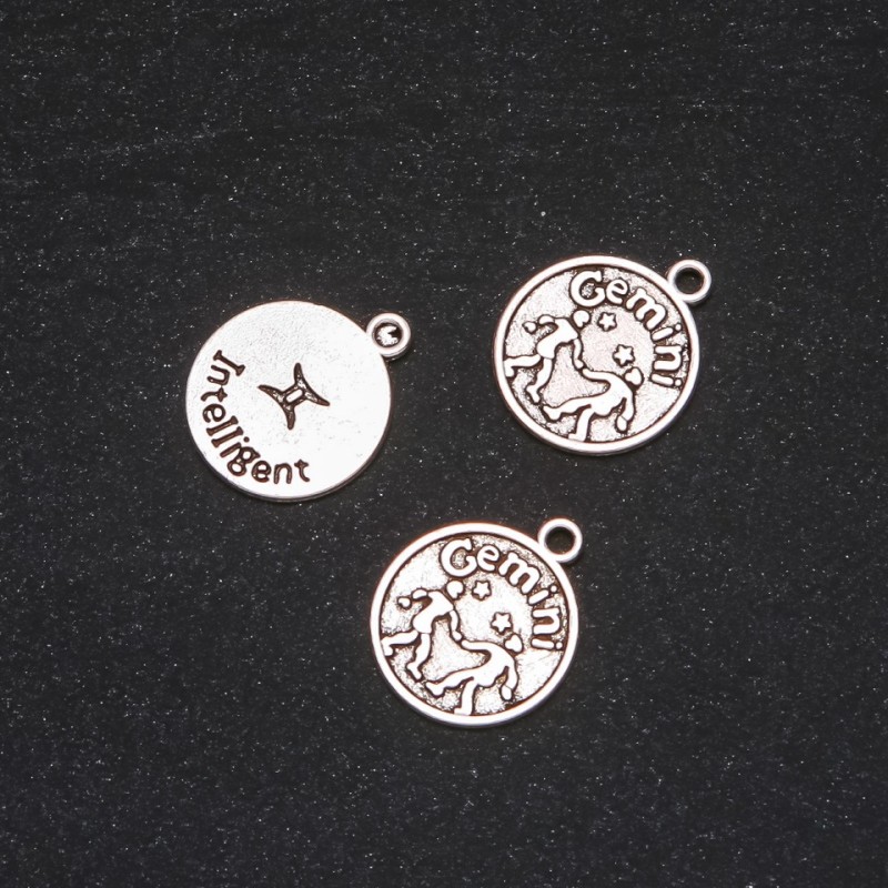Pendant Fittings Zodiac Gemini, diameter 17mm packaging 20g ± 12pcs