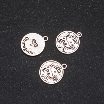 Pendant Finding Zodiac Aries, diameter 17mm packaging 20g ± 12 pieces