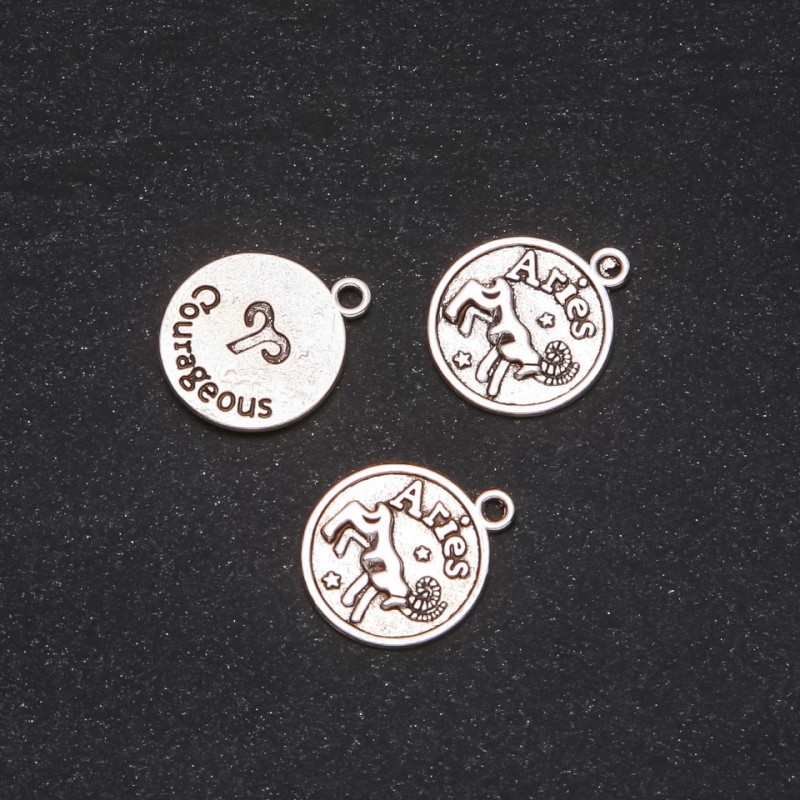 Pendant Finding Zodiac Aries, diameter 17mm packaging 20g ± 12 pieces