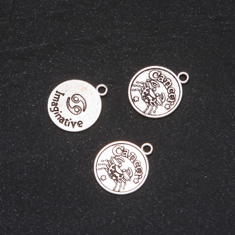 Pendant Fitting Zodiac Cancer, diameter 17mm packaging 20g ± 15pcs