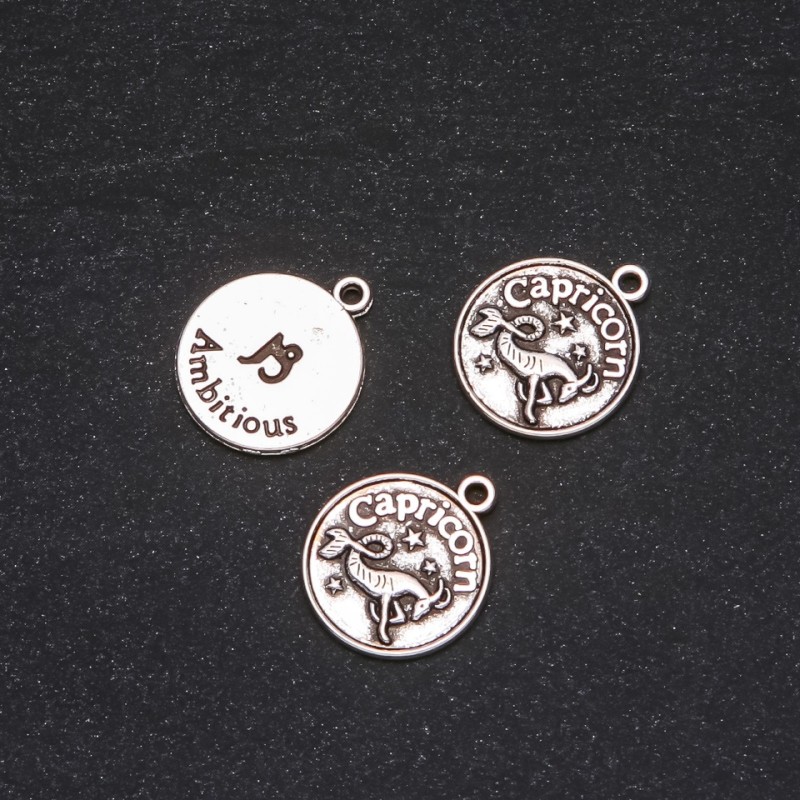 Pendant Fittings Zodiac Capricorn, diameter 17mm packaging 20g ± 10pcs