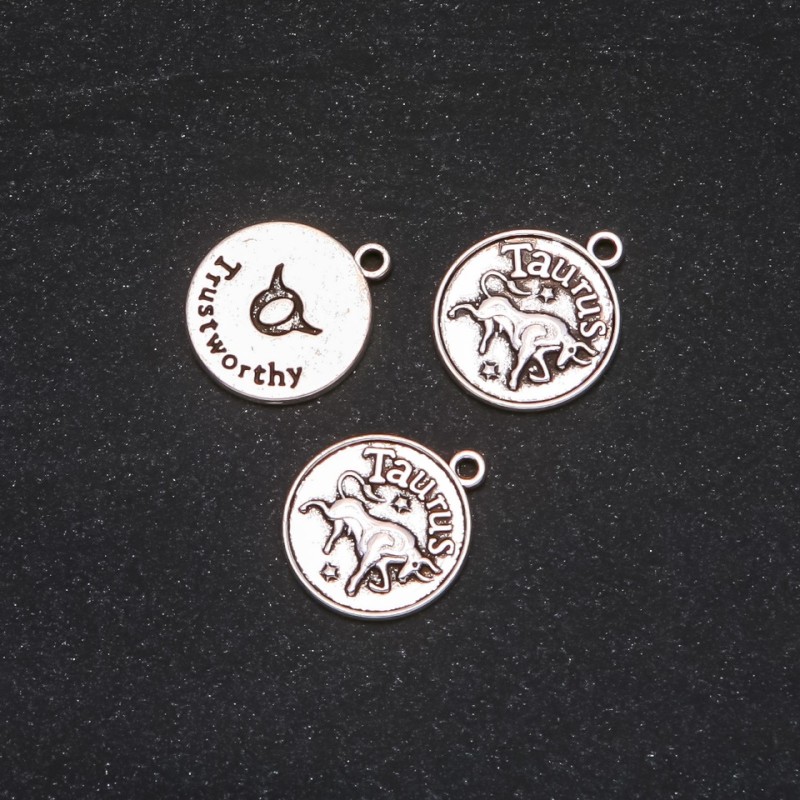 Pendant Fittings Zodiac Taurus, diameter 17mm packaging 20g ± 10pcs