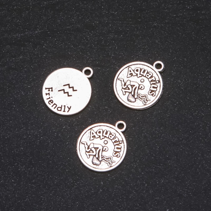 Pendant Fittings Zodiac Aquarius, diameter 17mm packaging 20g. ± 10pcs