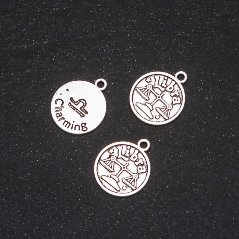 Findings Pendant Zodiac Libra, diameter 17mm packaging 20g +/- 10pcs