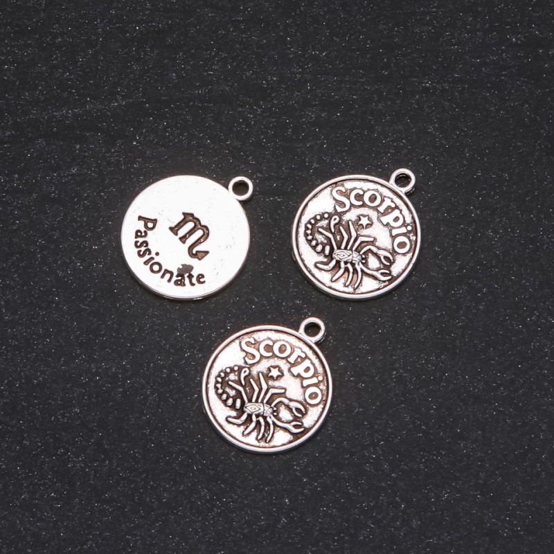 Pendant Fob Zodiac Scorpio, diameter 17mm packaging 20g ± 10 pcs