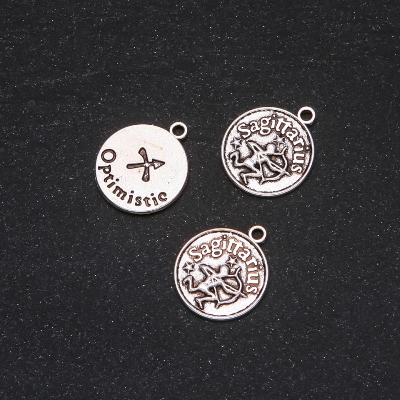 Pendant Finding Zodiac Sagittarius, diameter 17mm packaging 20g ± 10pcs