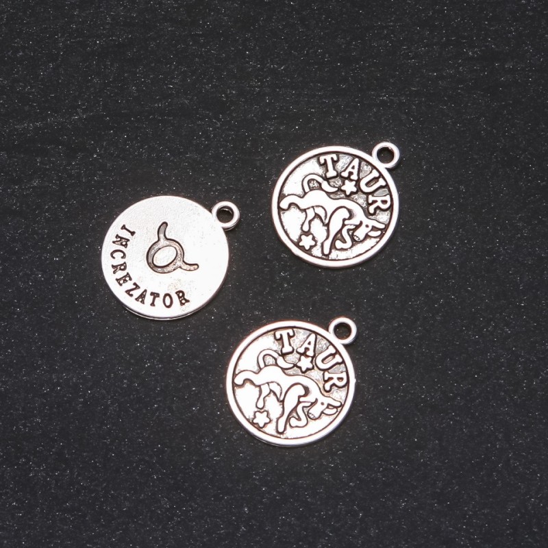 Pendant Fittings Zodiac Taurus, diameter 17mm packaging 20g ± 14 pcs
