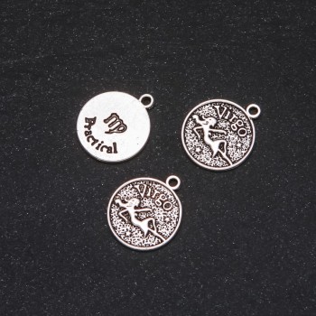 Findings pendant Zodiac Virgo, diameter 17mm pack 20g +/- 10pcs