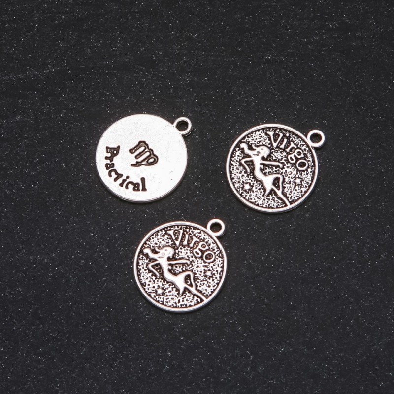 Findings pendant Zodiac Virgo, diameter 17mm pack 20g +/- 10pcs
