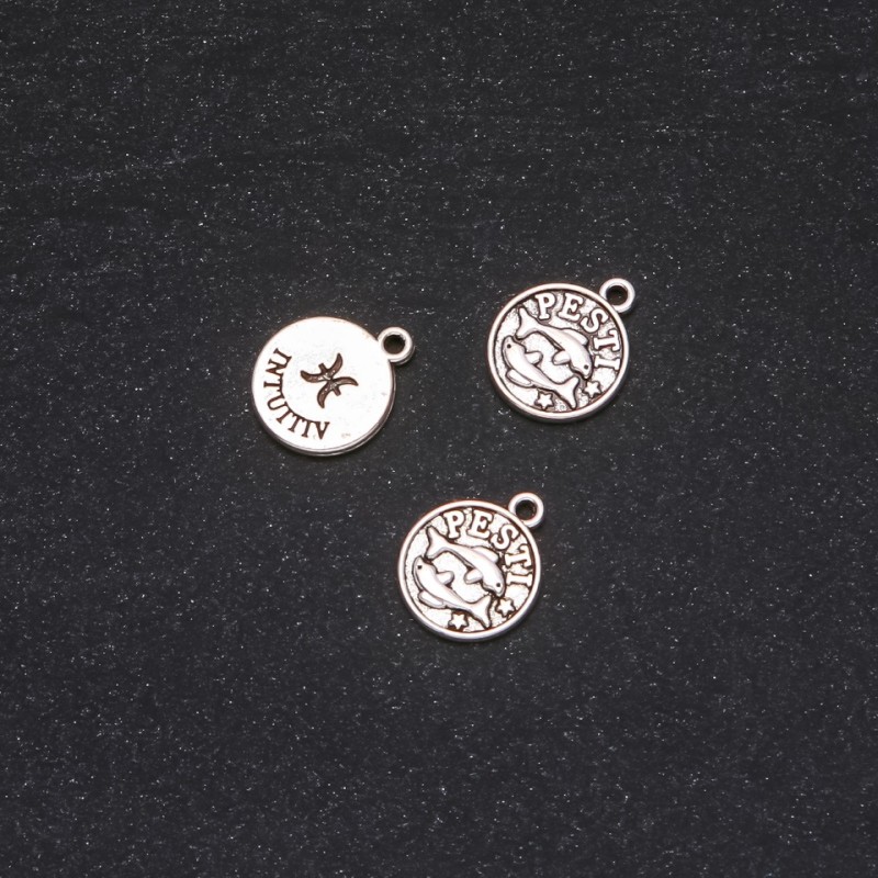 Findings Pendant Zodiac Pisces, Ø12mm, packaged 20g ± 18 pcs