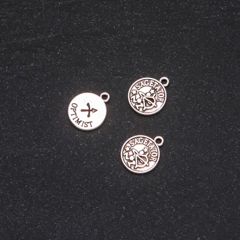 Pendant Zodiac Sagittarius, 12mm diameter packaging 20g ± 18 pcs