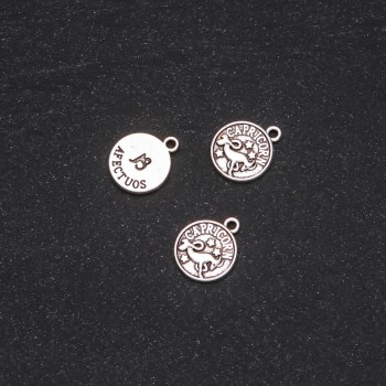 Closure Pendant Zodiac Capricorn, 12mm diameter packaging 20g ± 19pcs