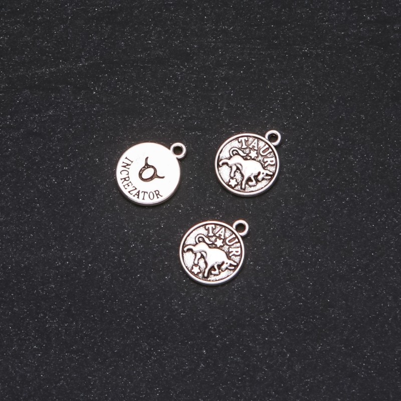Pendant Fitting Zodiac Taurus, diameter 12mm packaging 20g ± 19 pcs