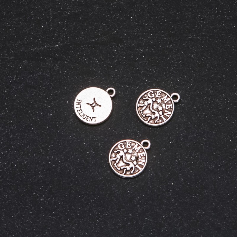 Pendant Fittings Zodiac Gemini, diameter 12mm pack 20g ± 17 pcs