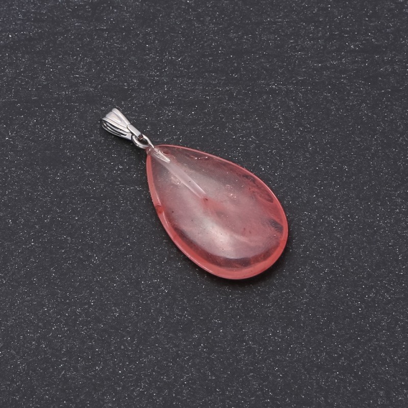 Watermelon Tourmaline Teardrop Pendant, Natural Stone, 16x25x35mm